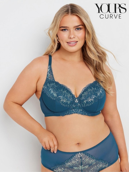 Yours Curve Green Iridescent Lace Underwired Bra (AU1221) | €37