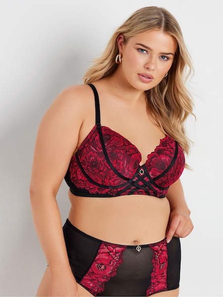 Yours Curve Red Three Tone Padded Plunge Bra (AU1226) | €40