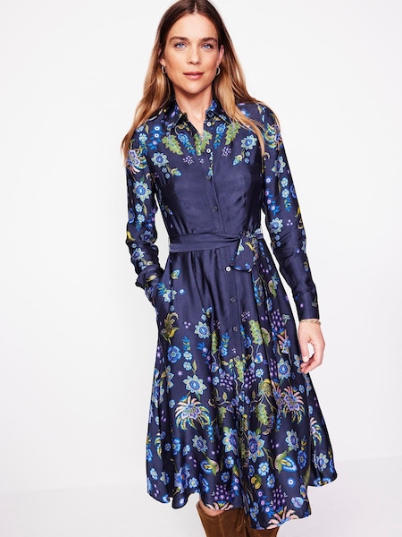 Boden Blue Kate Satin Shirt Dress (AU1257) | €95
