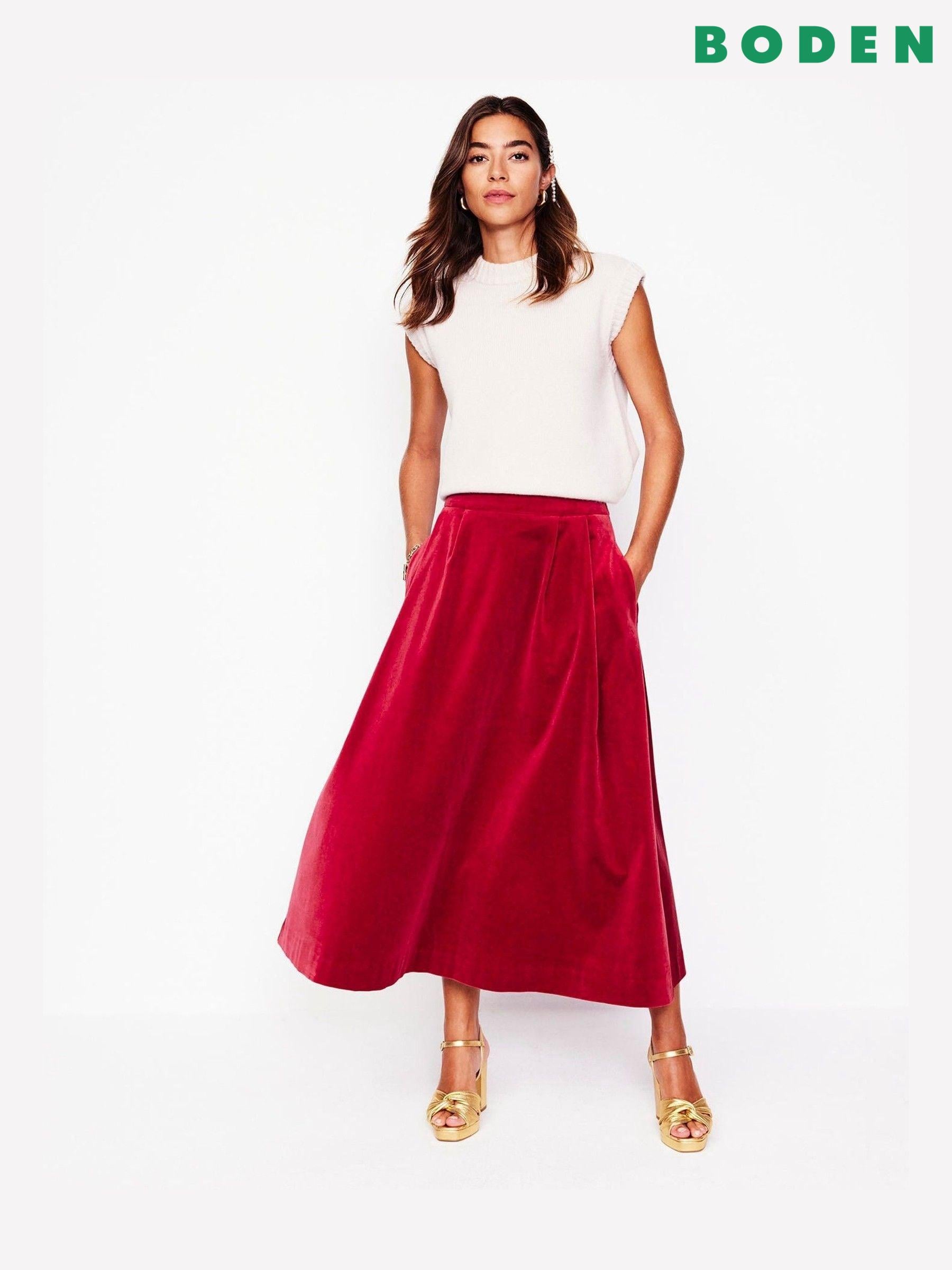 Red cord skirt next hotsell