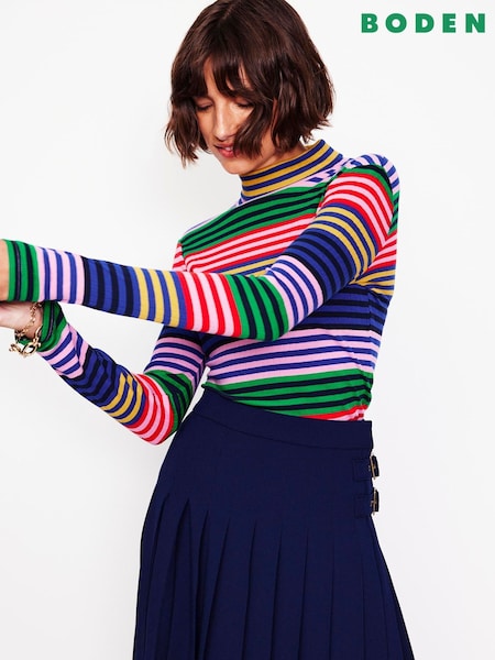 Boden Anna 100% Cotton Rib Roll Neck Top (AU1287) | ‏11 ر.ع.‏
