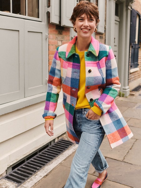 Boden Yellow Lincoln Wool Check Coat (AU1300) | €289