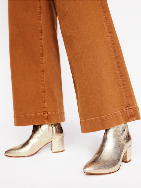 Boden Gold Block Heel Leather Ankle Boots (AU1305) | 420 QAR
