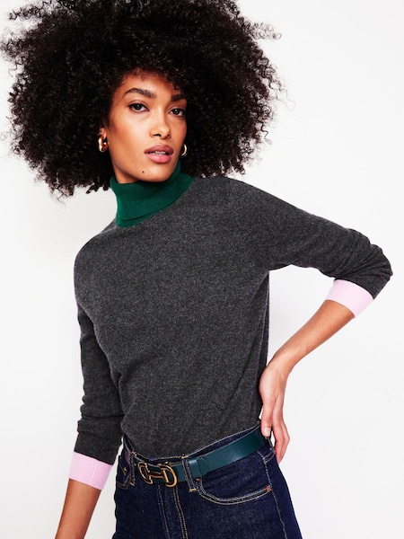 Boden Grey Eva Cashmere Roll Neck Jumper (AU1311) | €95