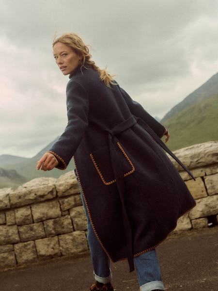 Boden Blue Blanket Stitch Wrap Coat (AU1340) | €147