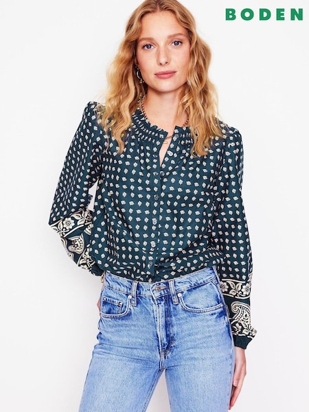 Boden 100% Cotton Mae Cotton Smocked Blouse (AU1342) | €62