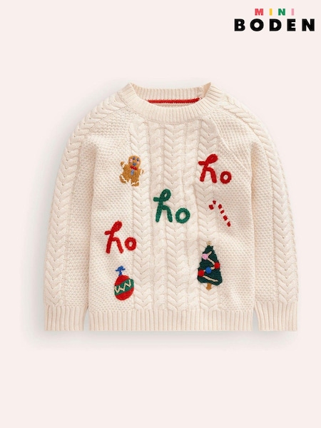 Boden Cream Festive Cable CW Christmas Jumper (AU1363) | €49 - €53