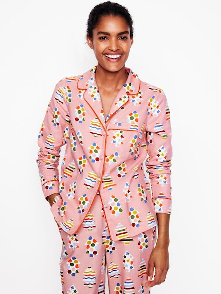 Boden Pink Brushed 100% Cotton Christmas Pyjama Shirt (AU1378) | €31