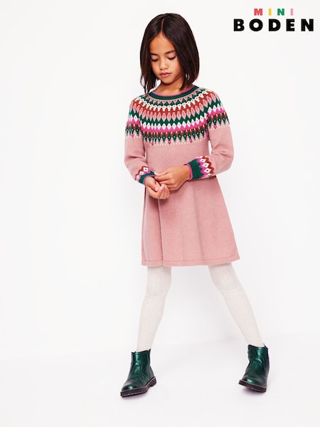 Boden Pink Minnie Fair Isle Pattern Jumper Dress (AU1383) | kr643 - kr700