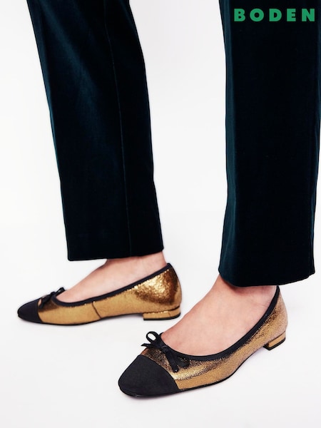 Boden Gold Toe Cap Ballet Flats (AU1400) | AED349