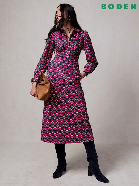 Boden Pink Piping Zip-Up Ponte Dress (AU1401) | €83