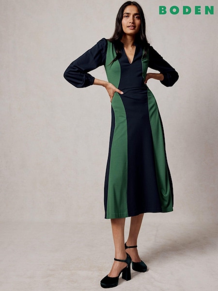Boden Blue Notch Abstract Ponte Dress (AU1402) | 356 QAR