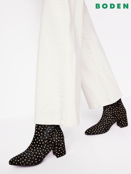 Boden Black Block Heel Leather Ankle Boots (AU1423) | 420 QAR