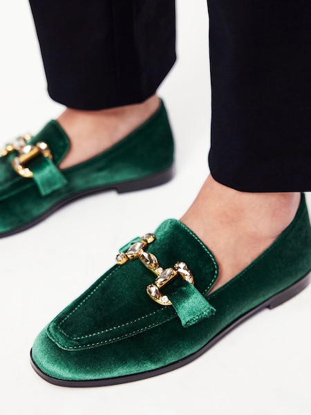 Boden Green Iris Jewelled Snaffle Loafers (AU1446) | €99