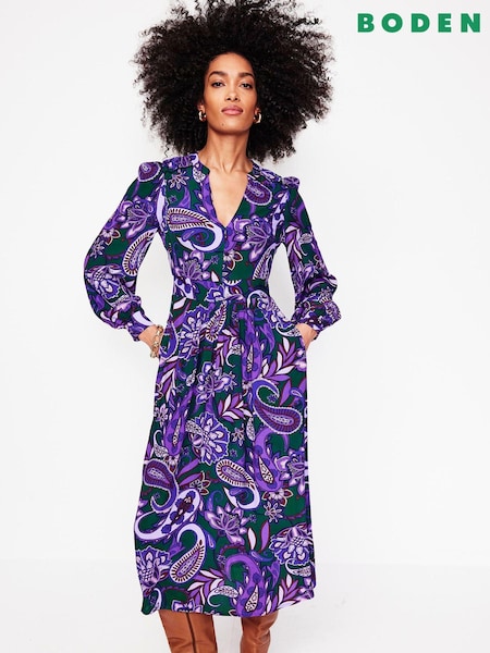 Boden Purple Zoe Trim Detail Midi Dress (AU1455) | €79