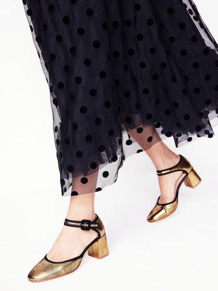 Boden Gold Two Part Block Heel Pumps (AU1461) | AED378
