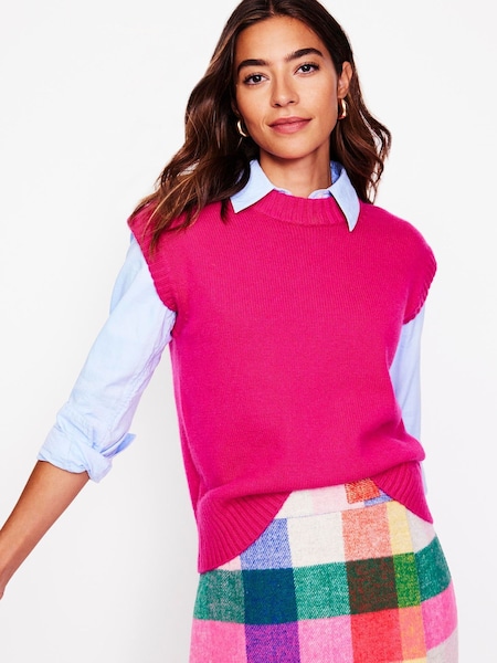 Boden Pink Chunky Cashmere Crew Neck Tank (AU1481) | €92