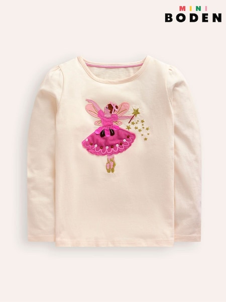 Boden Cream 100% Cotton Puff Sleeve Fairy Logo Top (AU1494) | €21 - €23