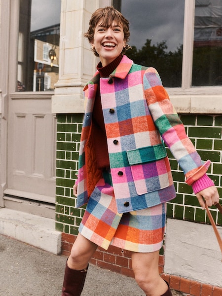 Boden Yellow Wool Check Coat (AU1495) | €159