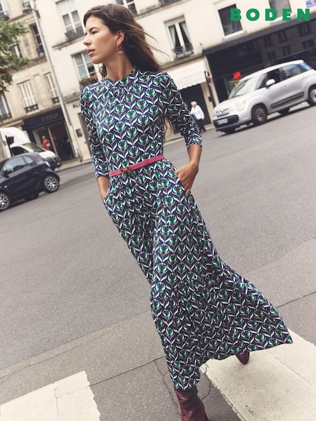 Boden Blue High Neck Tiered Jersey Dress (AU1497) | €62
