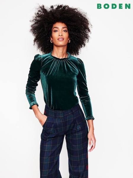 Boden Velvet Frill Neck Top (AU1524) | ‏251‏₪