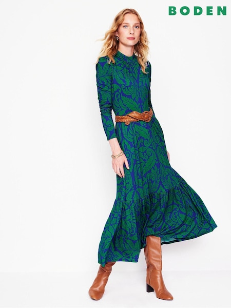 Boden High Neck Tiered Jersey Dress (AU1525) | 393 LEI