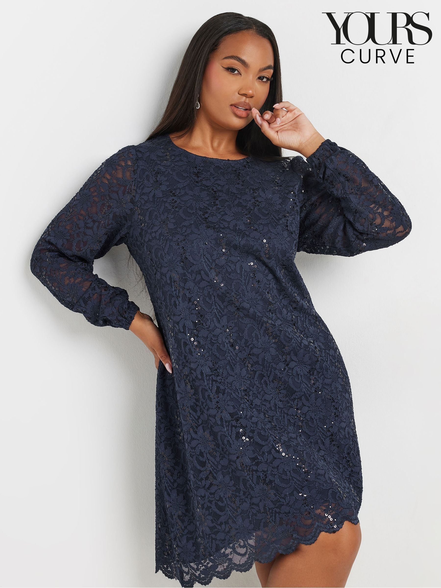 Navy blue lace dress shop