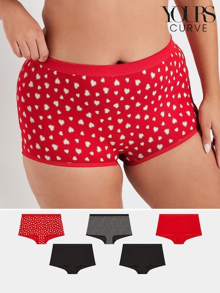 Punainen - Yours Curve Stretch Shorts 5 Pack (AU1545) | €30