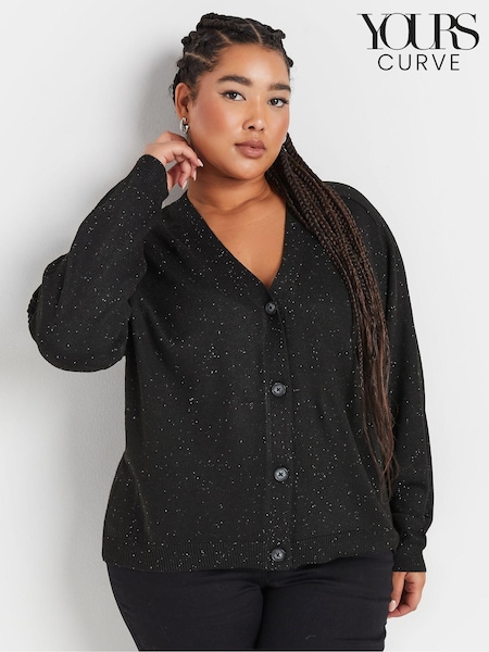 črna - Yours Curve Speckled Button Through Cardigan (AU1548) | € 42