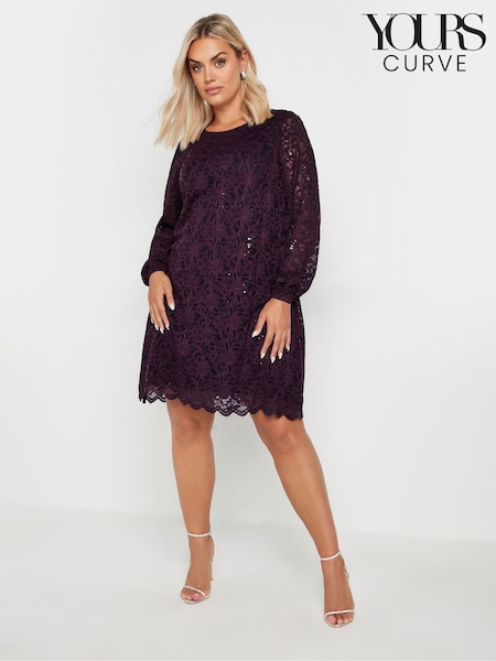 Пурпурный - Yours Curve Lace Midi Dress (AU1571) | €60
