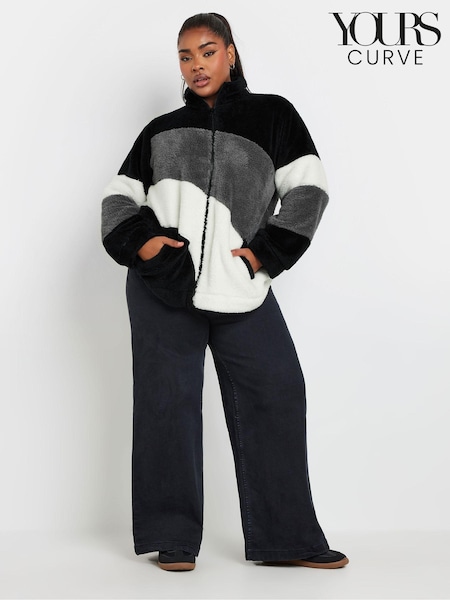 Yours Curve Black Colour Block Fleece Jacket (AU1577) | €45