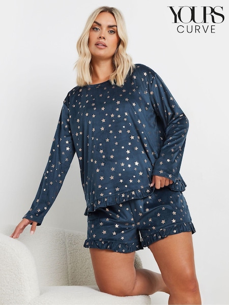 أزرق - Yours Curve Star Frilled Pyjama Set (AU1578) | ‏178 ر.ق.