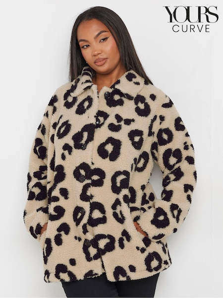 Brun - Yours Curve Check Teddy Borg Fleece Jacket (AU1590) | 50 €