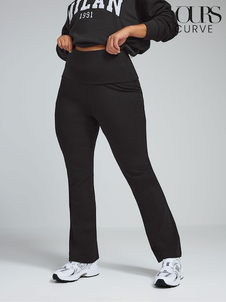 Yours Curve Black Limited Collection Fold Over Kick Flare Leggings (AU1612) | €32