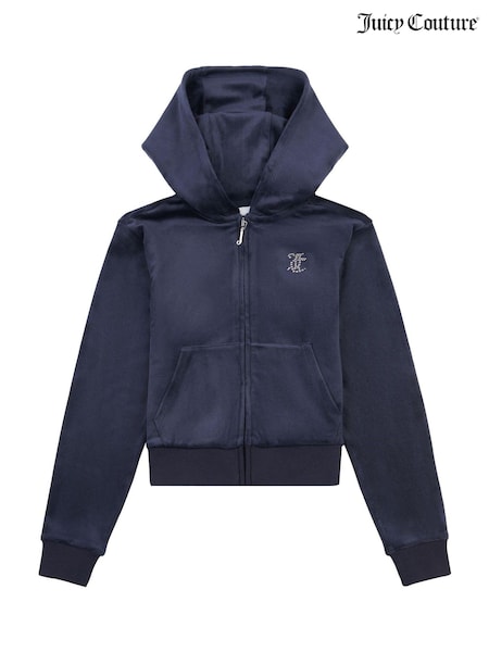 Juicy Couture Blue Girls Mini Diamante Zip Hoodie (AU1634) | €107 - €129