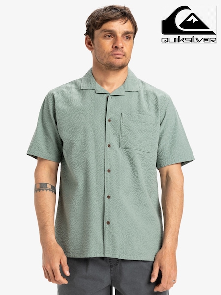 Quiksilver Green Heartbeat Short Sleeve Pocket 100% Cotton Shirt (AU1644) | €73