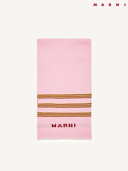 Marni Pink Stripe Logo Knitted Winter Scarf (AU1678) | AED524