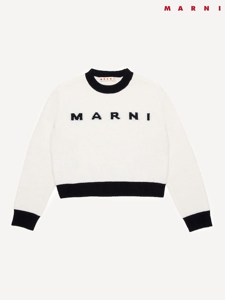 Marni Cream Logo Crew Neck Knitted Jumper (AU1688) | AED1,368