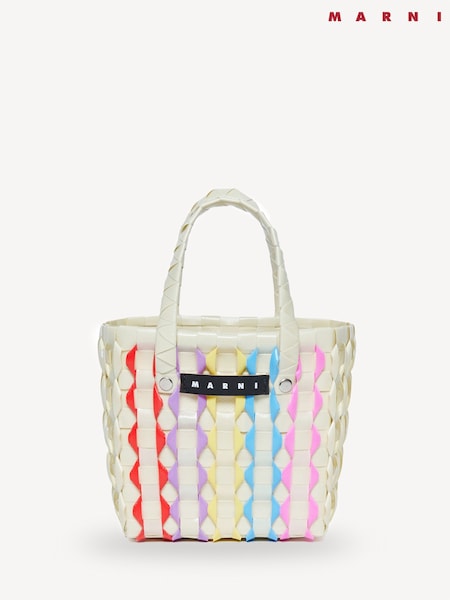 لون طبيعي - Marni Logo Check Basket Bag (AU1701) | ‏815 د.إ.‏