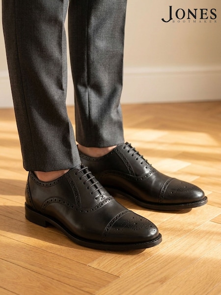 Black - Jones Bootmaker Maynard Leather Oxford Brogues