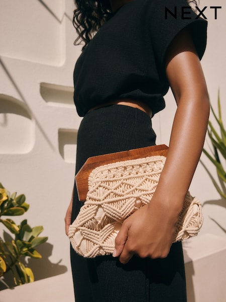 Natural Cotton Macrame Clutch Bag (AU1749) | €48