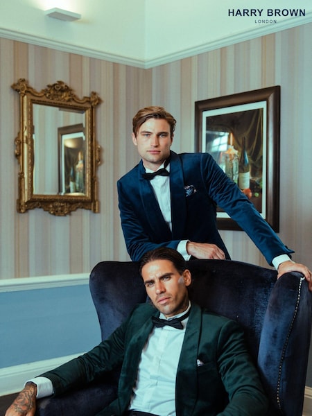 Синій - Куртка Harry Brown Leo Velvet Tuxedo Dinner з деталлю Shawl Lapel (AU1760) | 9 553 грн