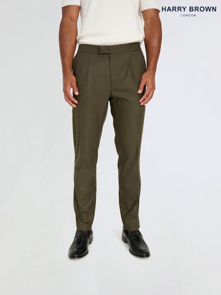 Harry Brown Green Arthur Flannel Trousers (AU1764) | ₪448