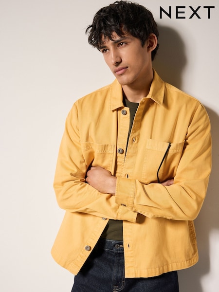 Желтый - 100% Cotton Contrast Stitch Shacket Jacket (AU1815) | €48