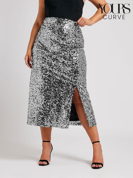 Silber - Yours Curve London Pailletten-Maxi-Rock (AU1816) | 39 €