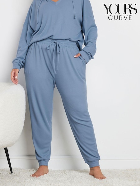Yours Curve Blue Waffle Cuffed Joggers (AU1831) | ₪151