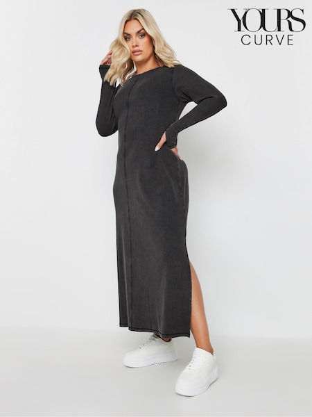 Yours Curve Grey Limited Collection Acid Wash Maxi Dress (AU1833) | 91 QAR