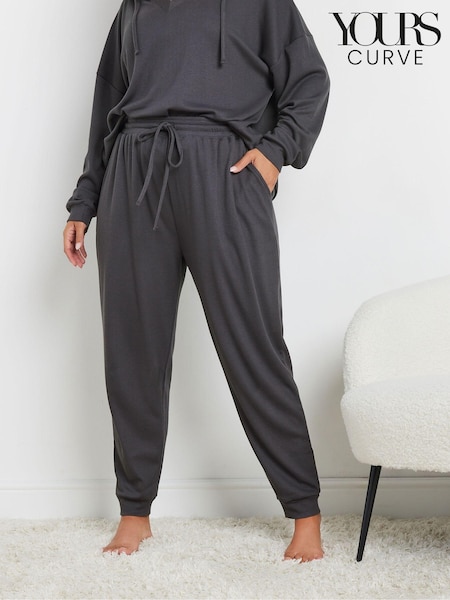 Yours Curve Charcoal Grey Waffle Cuffed Joggers (AU1844) | ₪151