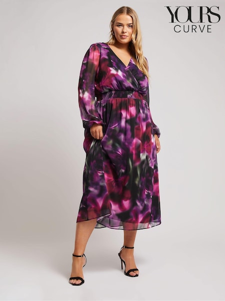 Yours Curve London Blurred Floral Print Maxi Wrap Dress (AU1849) | €99