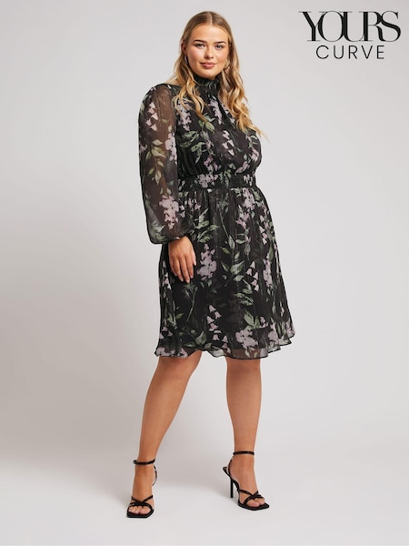 Yours Curve London Floral Shirred Waist Collar Dress (AU1862) | €78